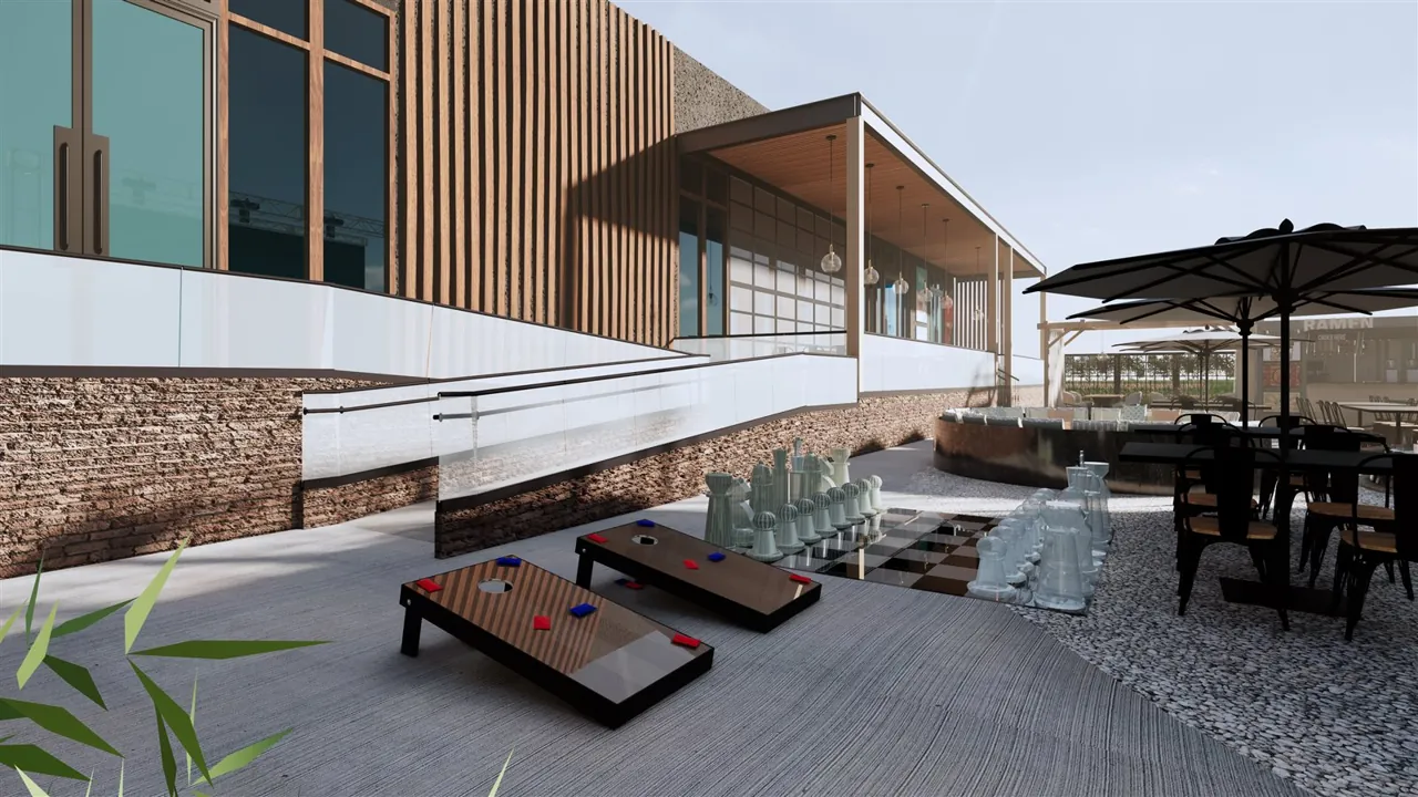 contemporary outdoor dining space